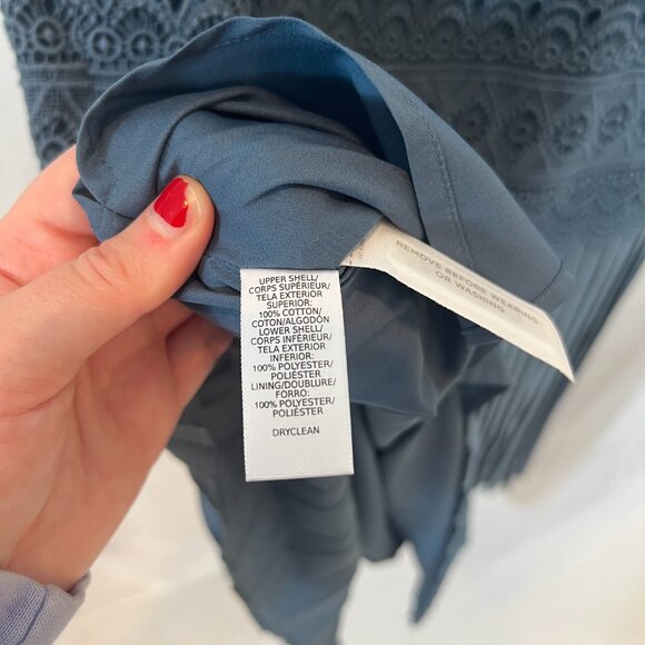 NWT Ann Taylor LOFT Blue Pleated Lace Drop Waist Dress Size 2 - Picture 4 of 8